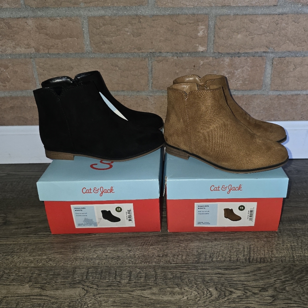 Cat & Jack Kids' Ankle Boots - Black and Tan
